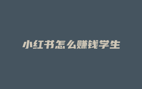 小红书怎么赚钱学生