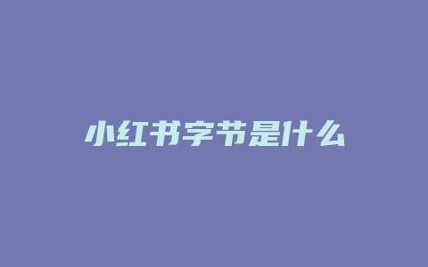 小红书字节是什么