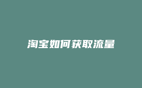 淘宝如何获取流量