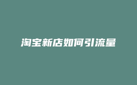 淘宝新店如何引流量