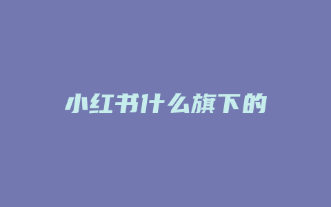 小红书什么旗下的