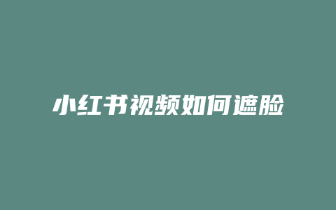 小红书视频如何遮脸