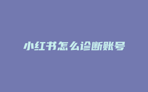小红书怎么诊断账号