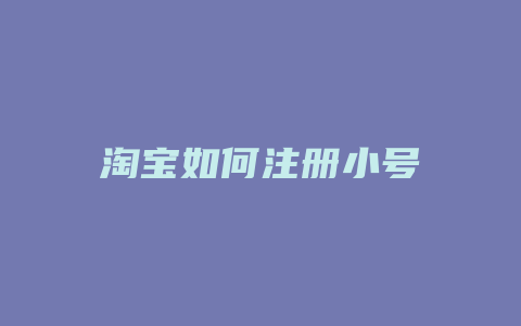淘宝如何注册小号