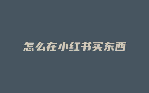 怎么在小红书买东西