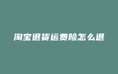 淘宝退货运费险怎么退