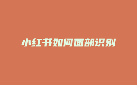 小红书如何面部识别