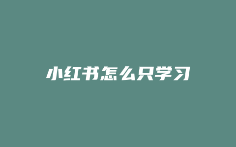 小红书怎么只学习