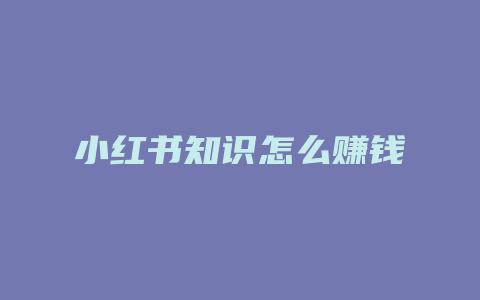 小红书知识怎么赚钱