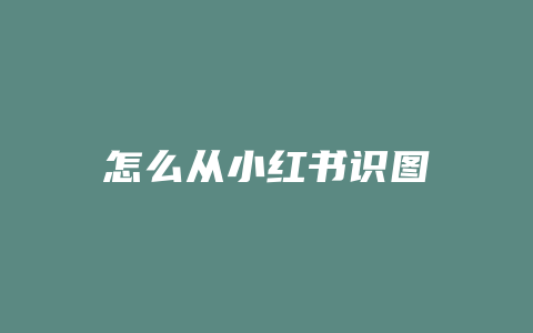 怎么从小红书识图