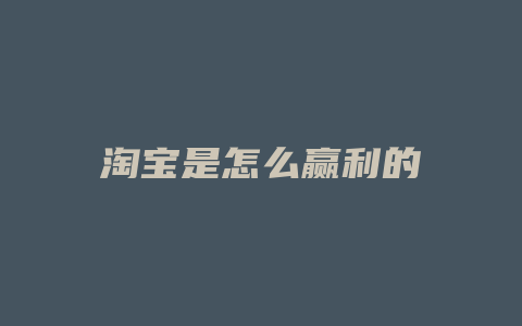 淘宝是怎么赢利的