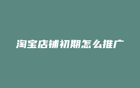 淘宝店铺初期怎么推广