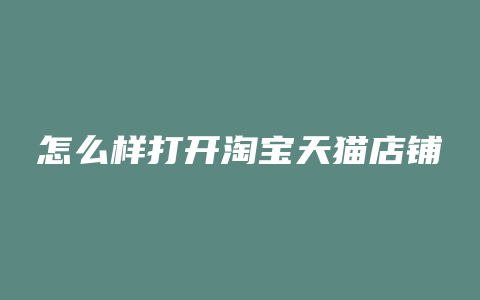 怎么样打开淘宝天猫店铺