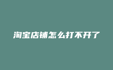 淘宝店铺怎么打不开了