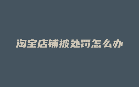 淘宝店铺被处罚怎么办