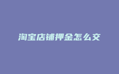 淘宝店铺押金怎么交