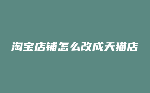 淘宝店铺怎么改成天猫店