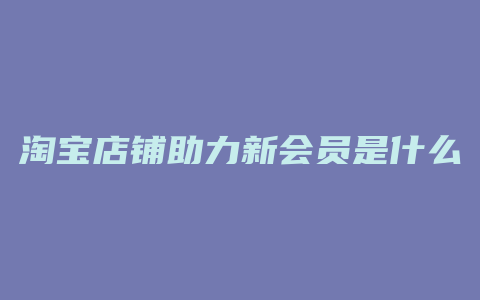 淘宝店铺助力新会员是什么