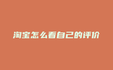 淘宝怎么看自己的评价