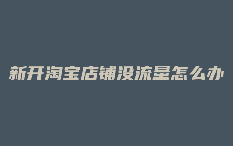 新开淘宝店铺没流量怎么办