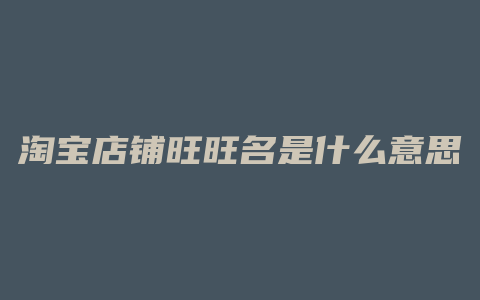 淘宝店铺旺旺名是什么意思