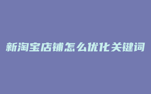 新淘宝店铺怎么优化关键词