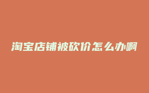 淘宝店铺被砍价怎么办啊