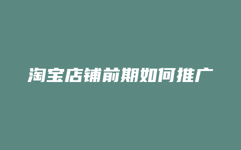 淘宝店铺前期如何推广