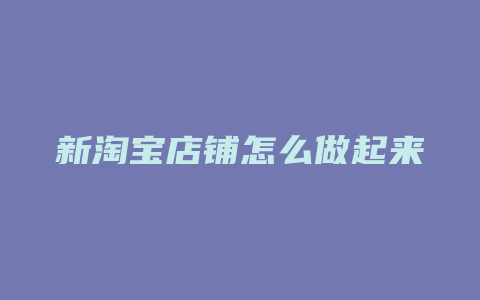 新淘宝店铺怎么做起来