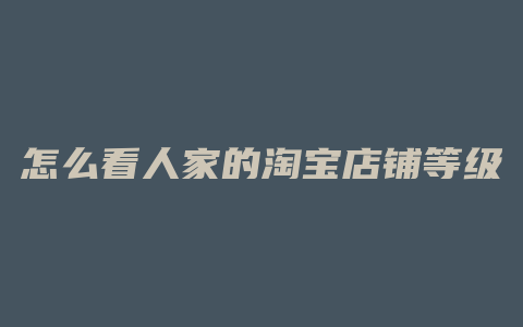 怎么看人家的淘宝店铺等级
