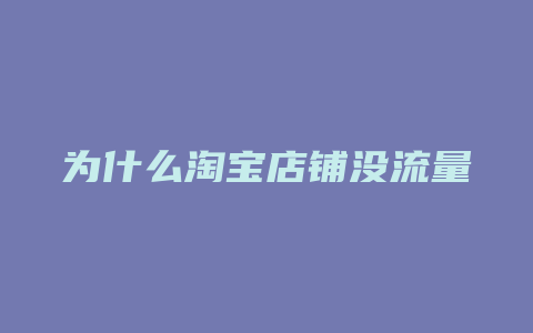 为什么淘宝店铺没流量