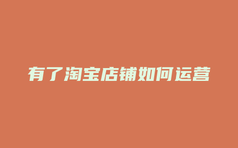 有了淘宝店铺如何运营
