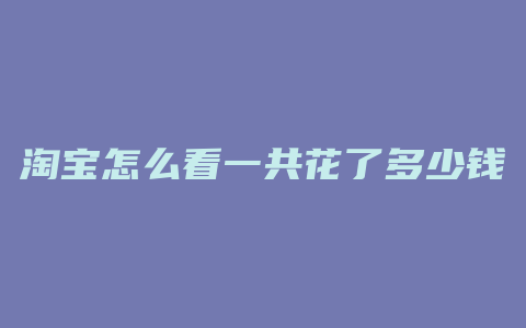 淘宝怎么看一共花了多少钱
