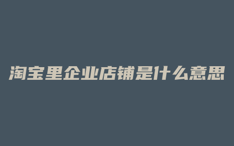 淘宝里企业店铺是什么意思
