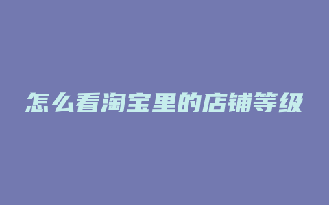 怎么看淘宝里的店铺等级