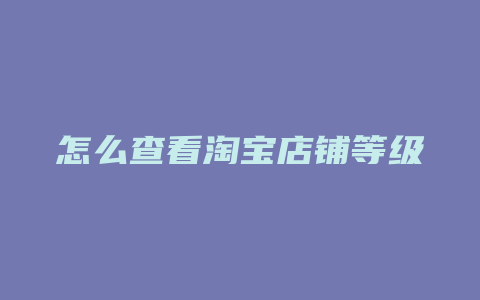 怎么查看淘宝店铺等级