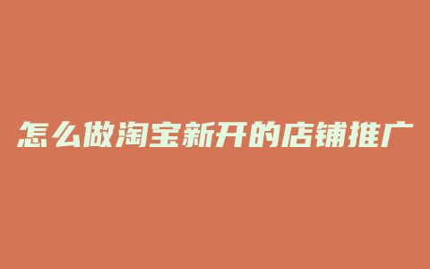 怎么做淘宝新开的店铺推广