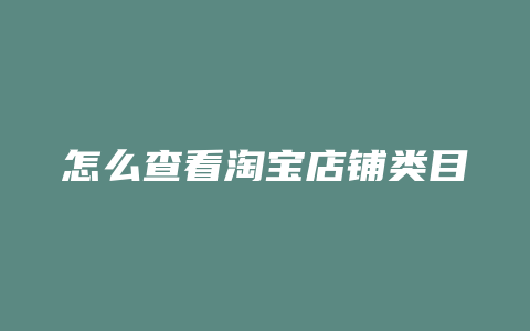怎么查看淘宝店铺类目