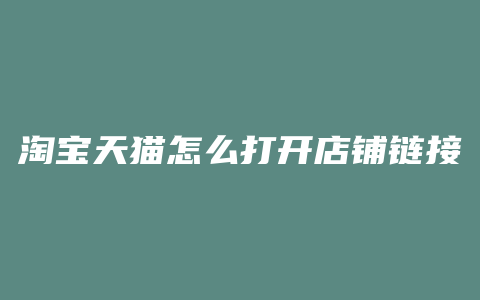 淘宝天猫怎么打开店铺链接