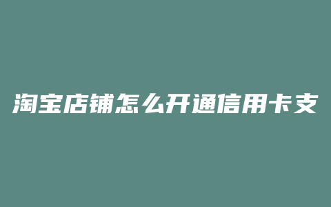 淘宝店铺怎么开通信用卡支付