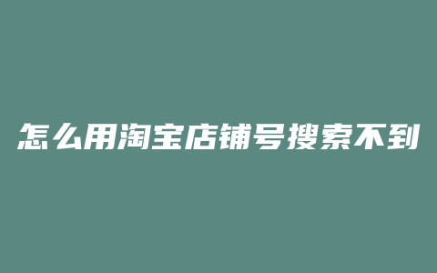 怎么用淘宝店铺号搜索不到