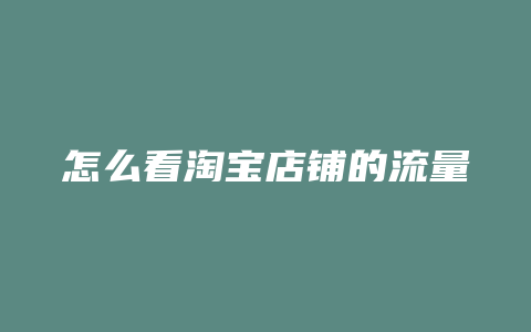 怎么看淘宝店铺的流量