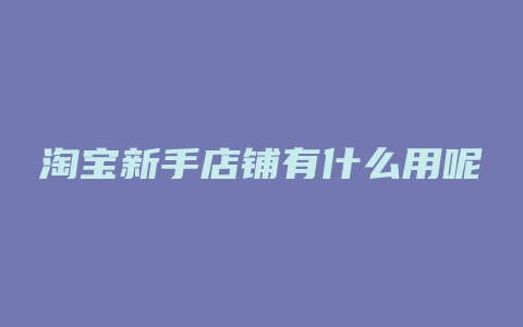 淘宝新手店铺有什么用呢