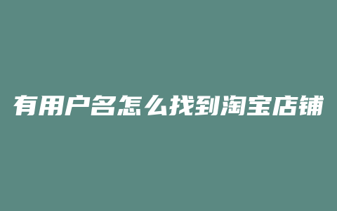 有用户名怎么找到淘宝店铺