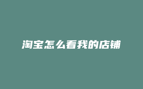 淘宝怎么看我的店铺