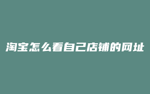 淘宝怎么看自己店铺的网址