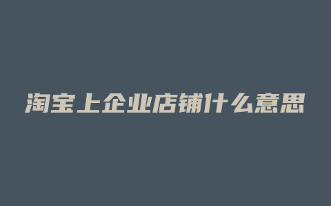 淘宝上企业店铺什么意思