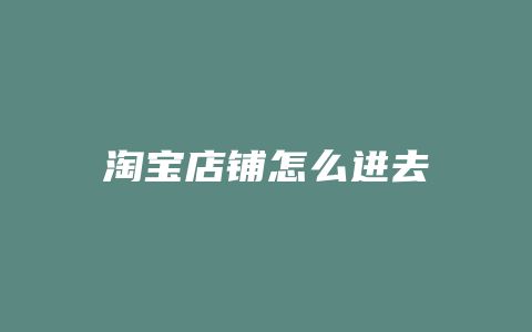淘宝店铺怎么进去