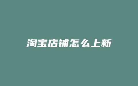 淘宝店铺怎么上新