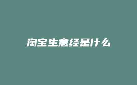 淘宝生意经是什么
